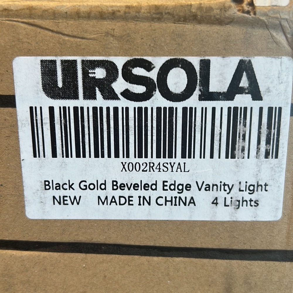 New In Box Black and Gold 4 Light Vanity Light - Picture 7 of 7
